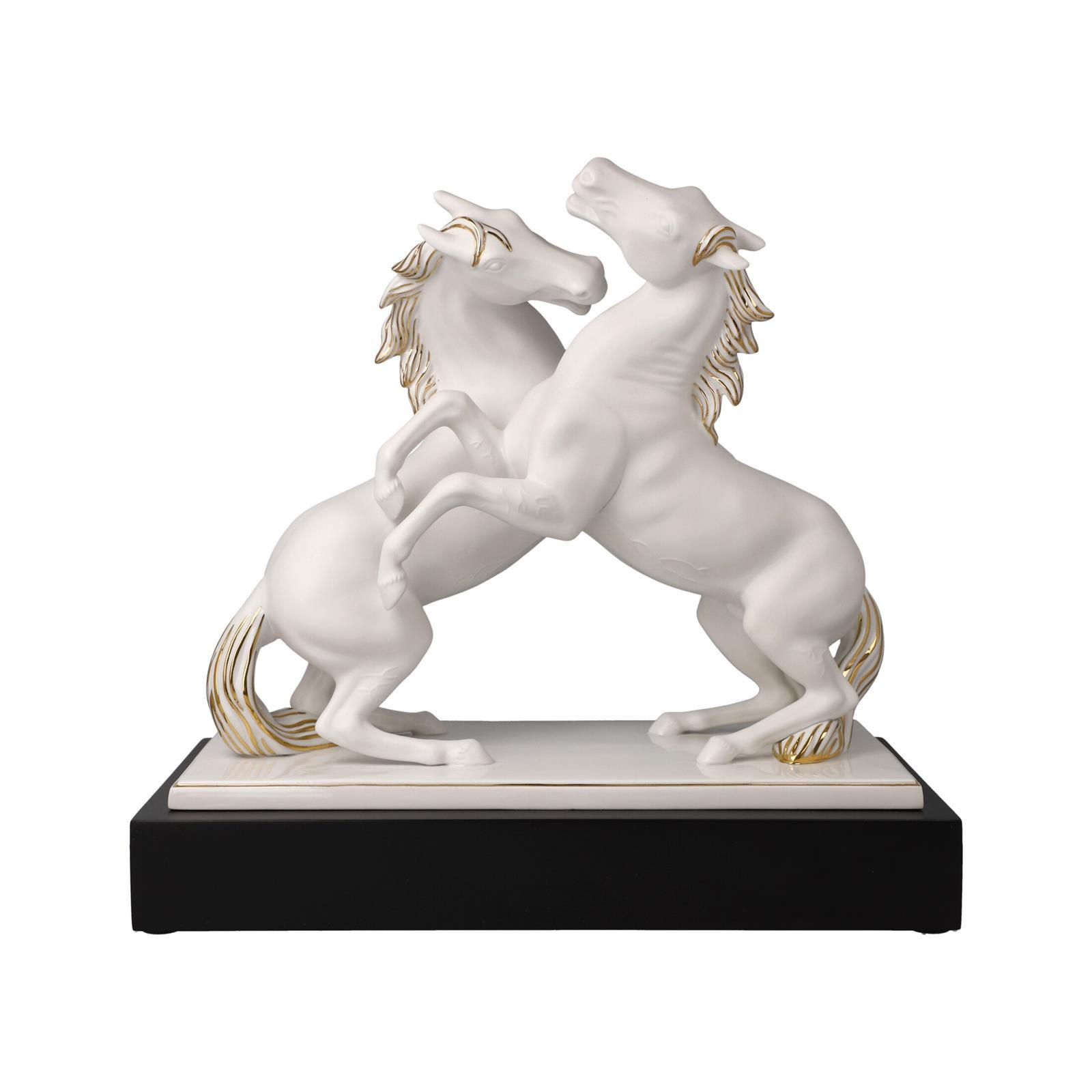 DEKOFIGUR PFERDE ARTISTE ER ALEGRIA Studio 8 Chevaux weiß-gold 32 cm - Goldfarben/Weiß, Keramik (16.5/29/32cm) - Goebel