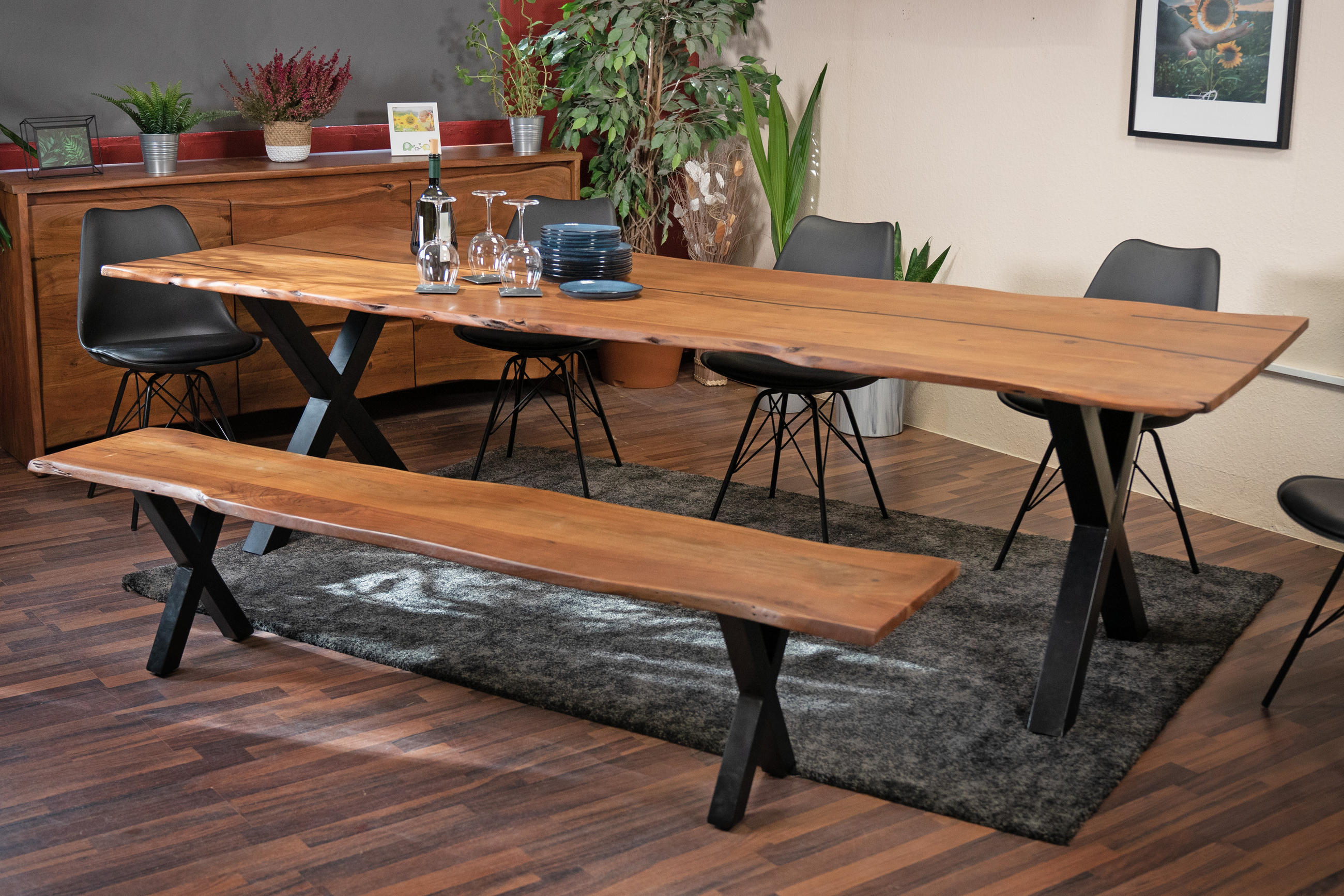 ESSTISCH POLLY - Schwarz/Braun, Holz/Metall (100/280/77cm) - SAM