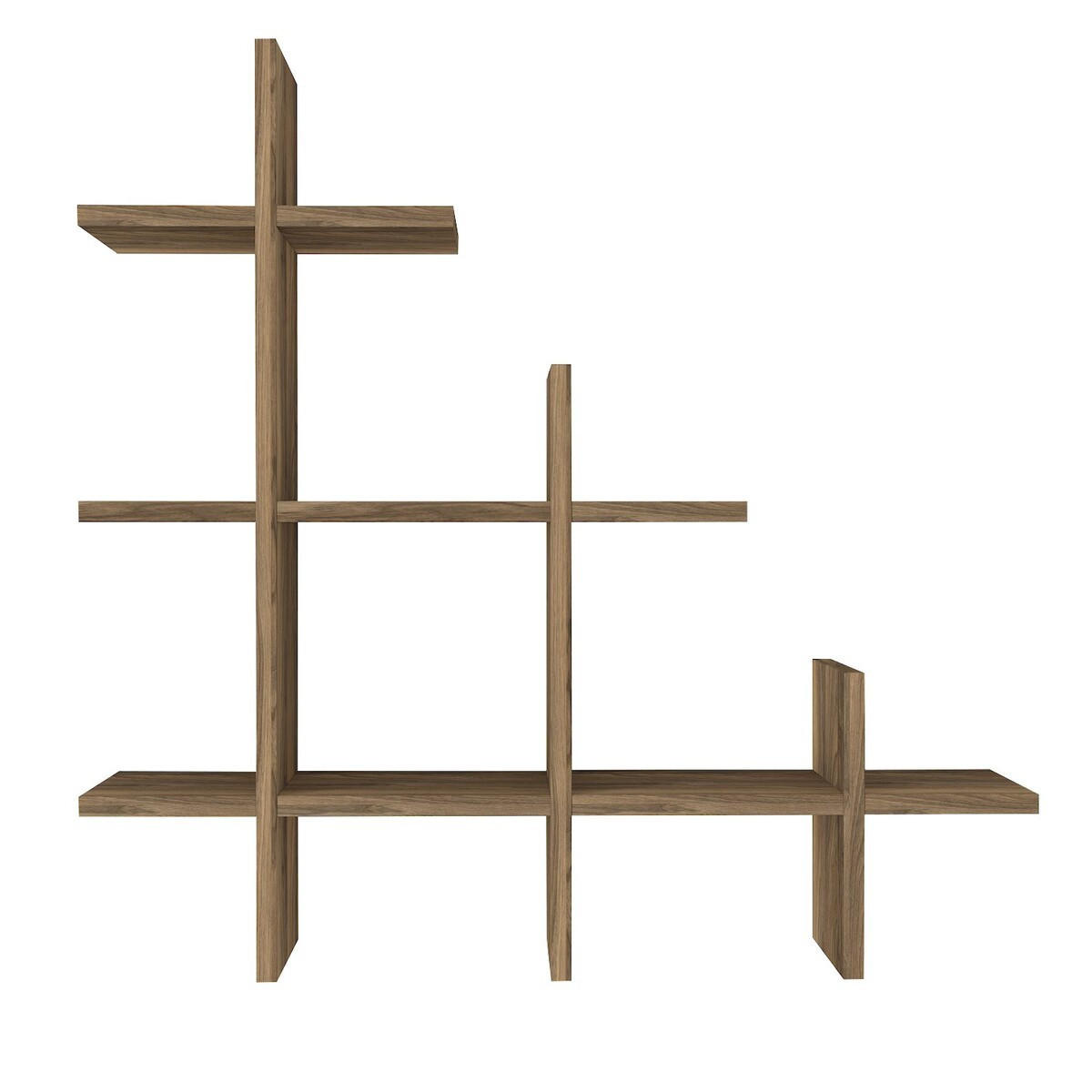 WANDREGAL mit 3 ebenen in nussbaumoptik 18/81,8/80 cm - Nussbaumfarben, Holzwerkstoff (18/80/23cm) - Calicosy