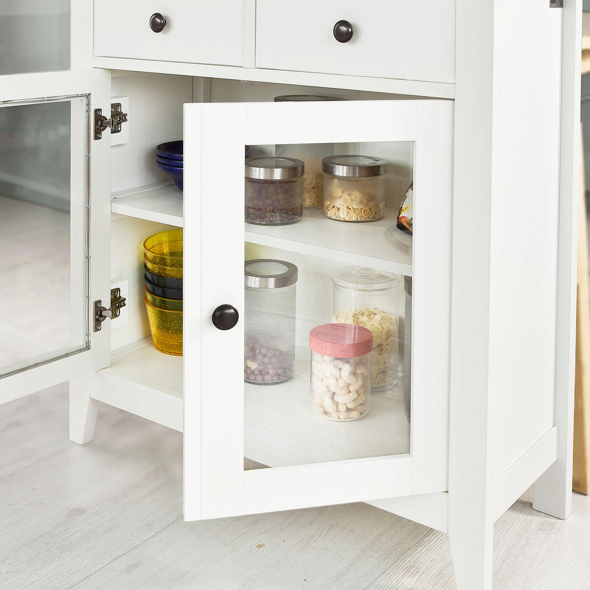 VITRINE Weiß - Weiß, Holzwerkstoff (80/86/32cm) - SoBuy