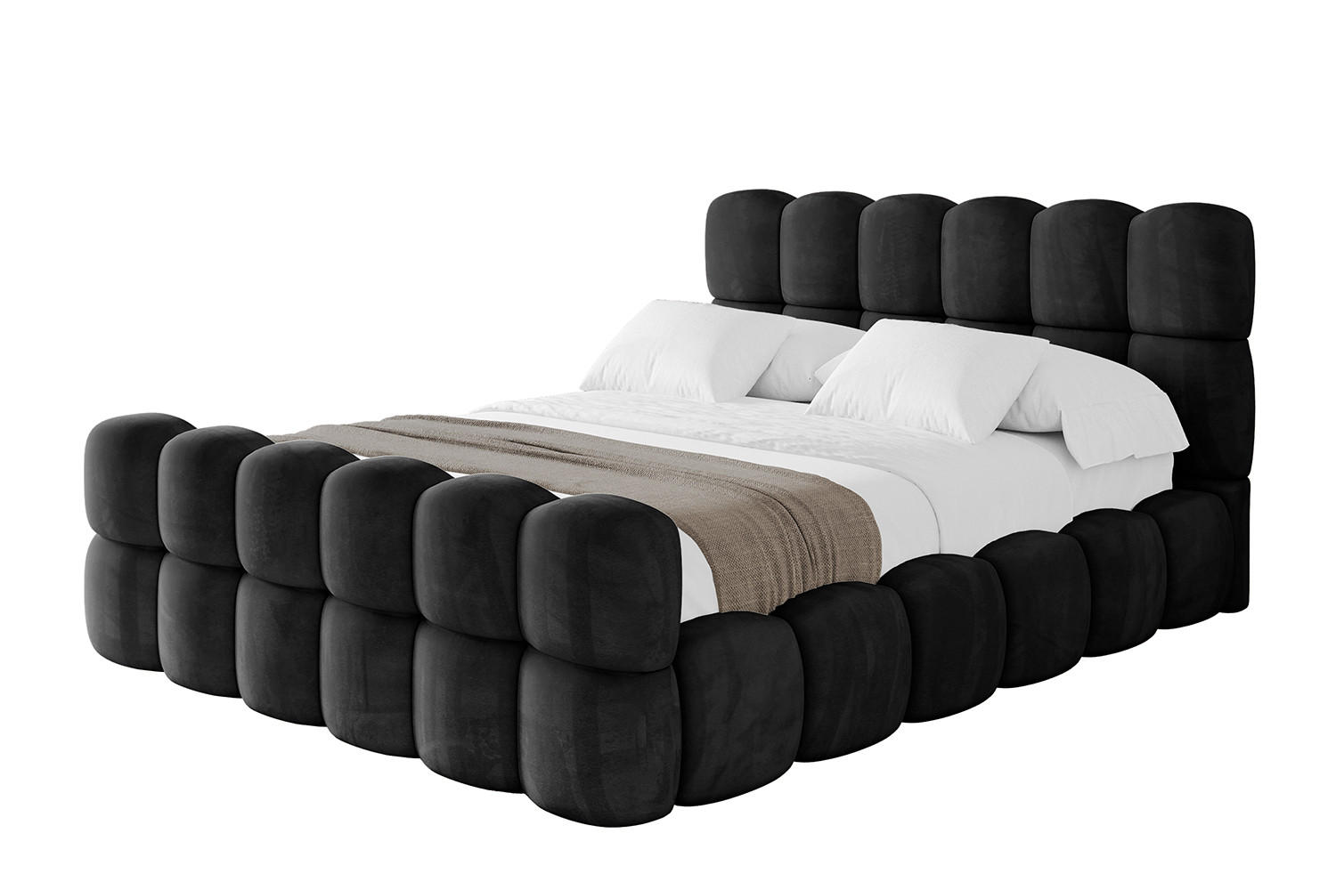 POLSTERBETT mit Bettkasten, Fußteil und Lattenrost, Boxbett ohne Matratze - LEYA-Z 120x200 Schwarz - Schwarz, Holzwerkstoff/Textil (120/200cm) - ALTDECOR