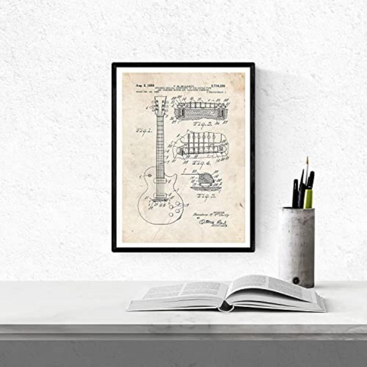 POSTER Set mit 4 Jahrgang MusikPatenten A4 Rahmenlos - Klar, Papier (29.7/3cm) - Nacnic