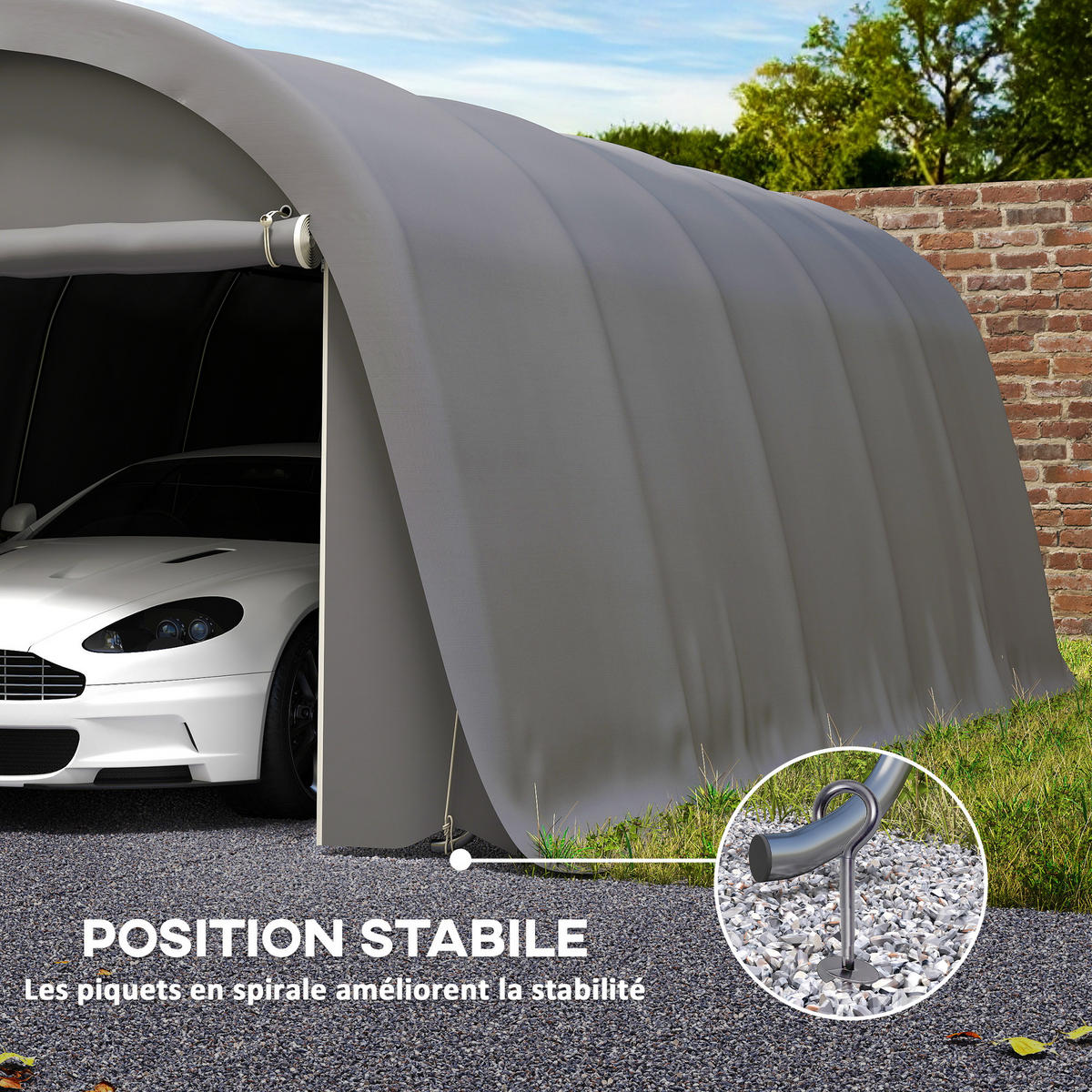CARPORT DE-12720 360/720/270 cm UPF50+ mit Seitenwänden Dunkelgrau - Dunkelgrau, Metall (360/270/720cm) - ComfortXL