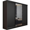 SCHIEBETÜRENSCHRANK MALANI - Schwarz und Graphit 200x205x59 cm - Graphitfarben/Schwarz, Holzwerkstoff (200/205/59cm) - Kier Furniture
