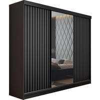 SCHIEBETÜRENSCHRANK MALANI - Schwarz und Graphit 200x205x59 cm - Graphitfarben/Schwarz, Holzwerkstoff (200/205/59cm) - Kier Furniture