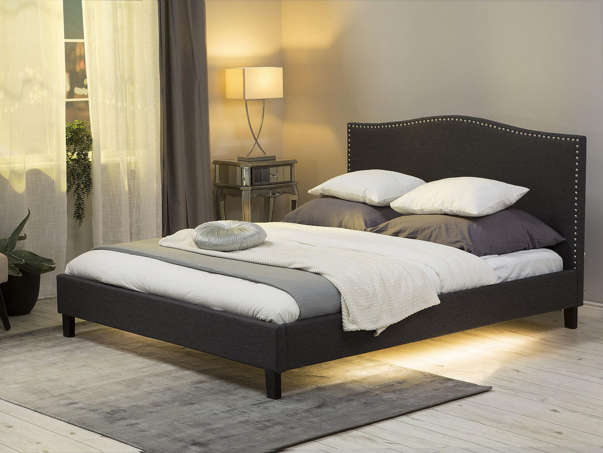 POLSTERBETT 180/200cm Dunkelgrau Montpellier - Dunkelgrau, Textil (180/200cm) - Beliani