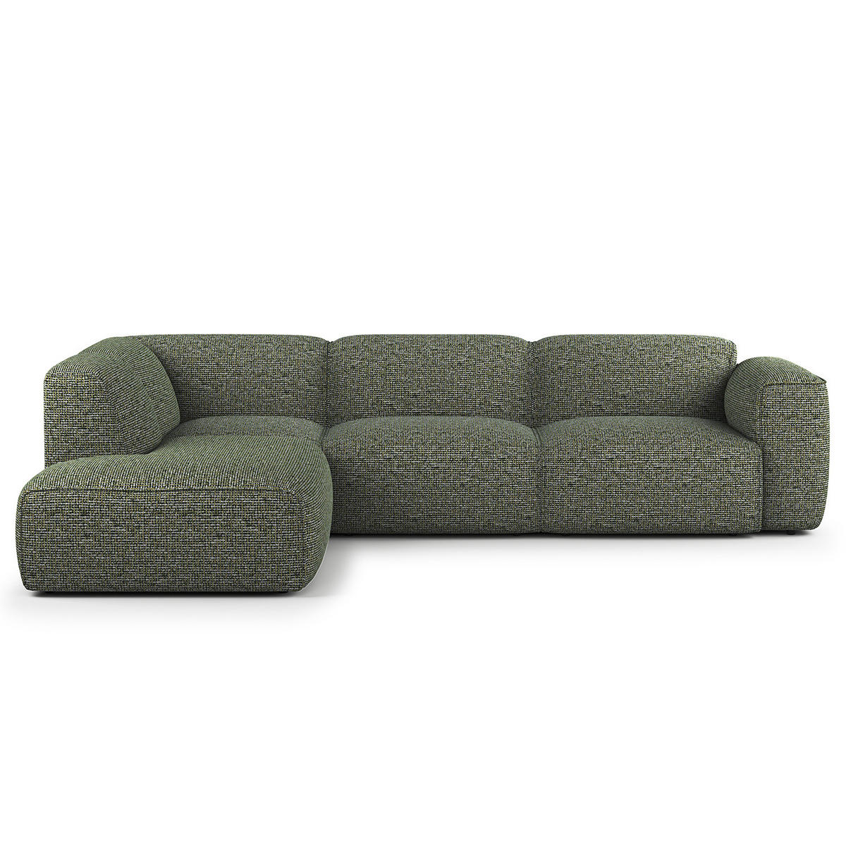 3-SITZER ECKSOFA mit Recamiere - Schwarz/Grün, Kunststoff/Textil (295/231cm) - home24