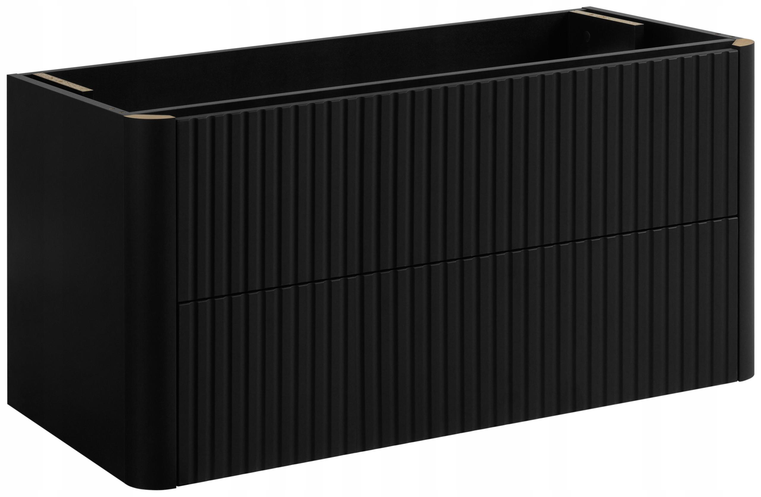 WASCHBECKENUNTERSCHRANK LINEA hängend geriffelt Schwarz matt 100/48/44 cm - Schwarz, Holzwerkstoff (100/48.4/43.7cm) - Rodan