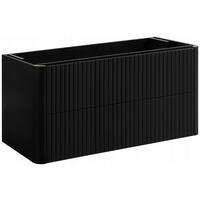 WASCHBECKENUNTERSCHRANK LINEA hängend geriffelt Schwarz matt 100/48/44 cm - Schwarz, Holzwerkstoff (100/48.4/43.7cm) - Rodan