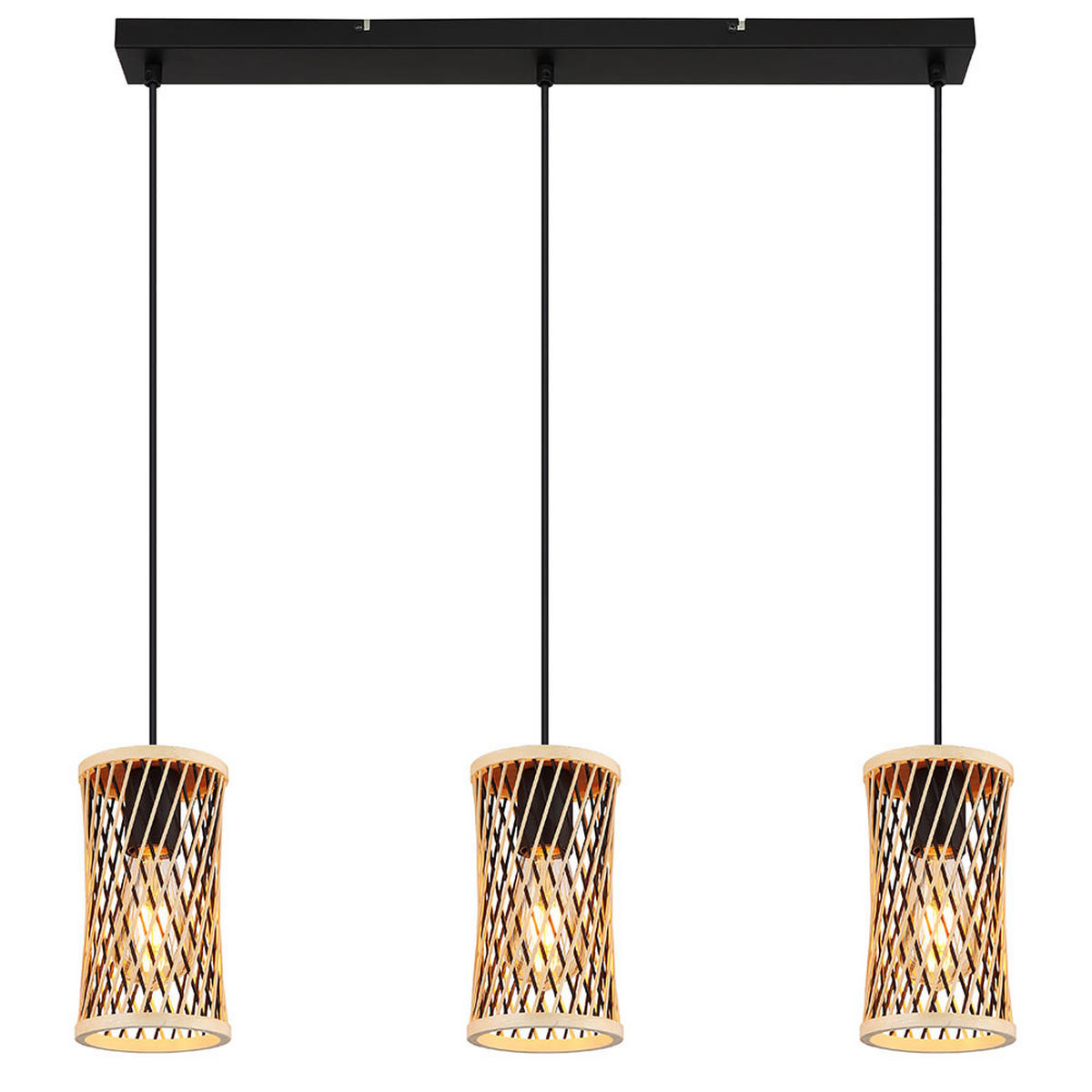 HÄNGELEUCHTE Metall Rattan Braun - Braun, Holz (72/12/150cm) - Globo Lighting