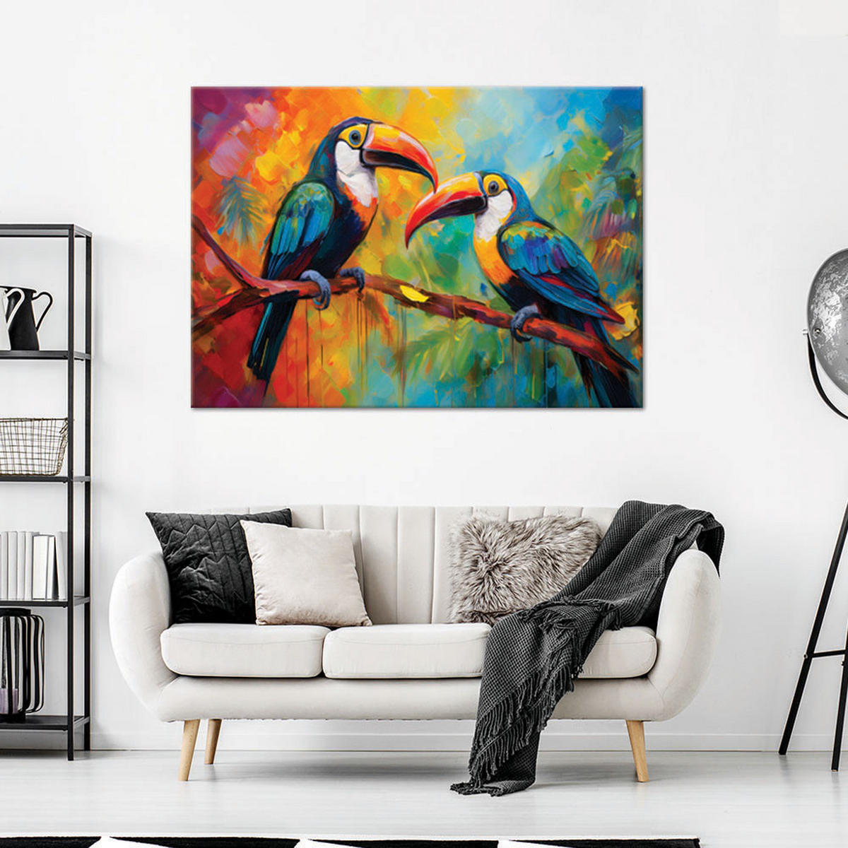 WANDBILD tukan bunte tropische vögel - Multicolor, Textil (60/40cm) - Feeby