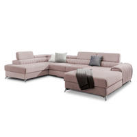 WOHNLANDSCHAFT mit Schlaffunktion und Bettkasten - Chromfarben/Rosa, Textil/Metall (354/92/202cm) - Eltap
