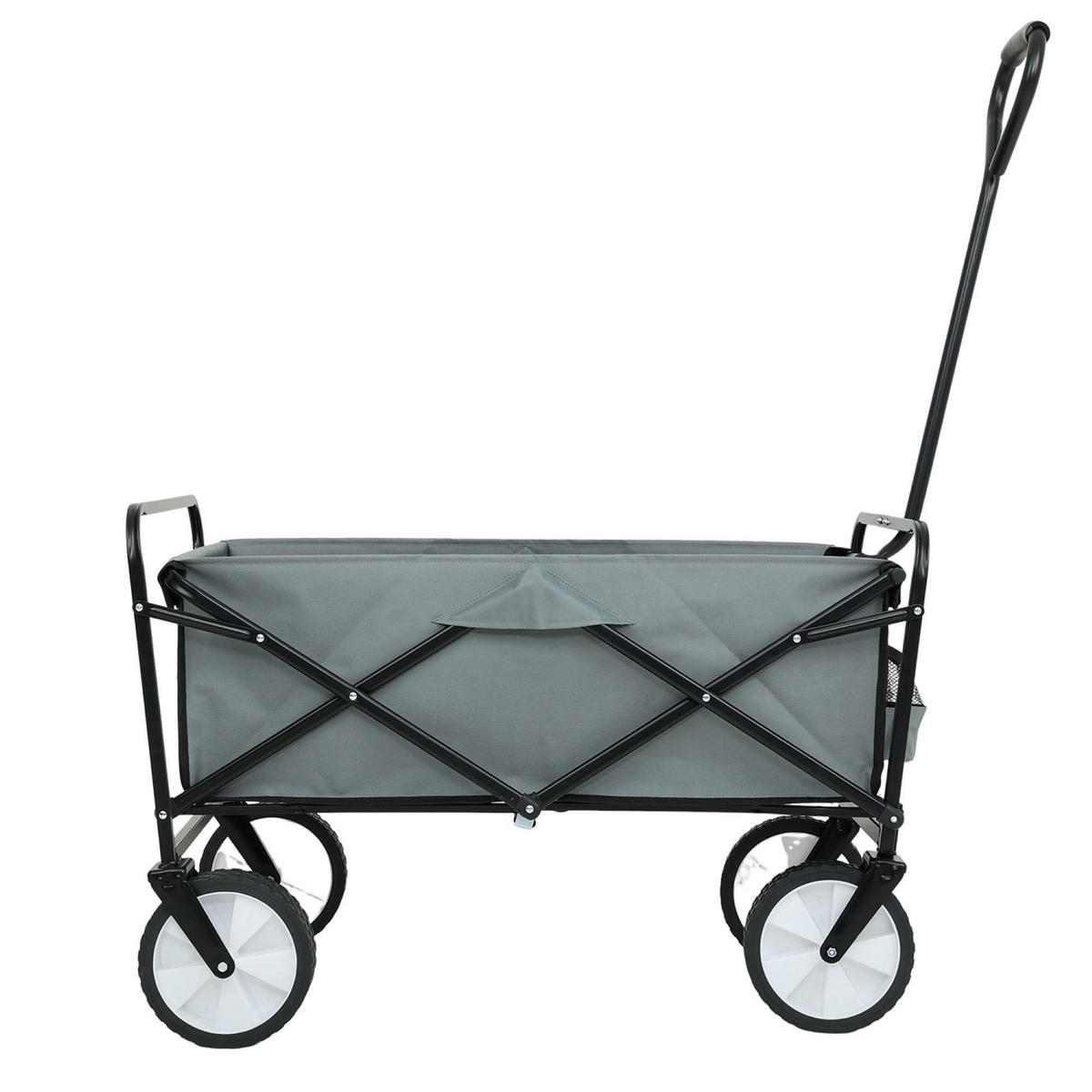 CĂRUCIOR DIN LEMN TIP VAGON, se poate strânge, cu capacitate de încărcare de 110 kg - gri, material textil (50/59/50cm) - RAUMHIRSCH FURNITURE