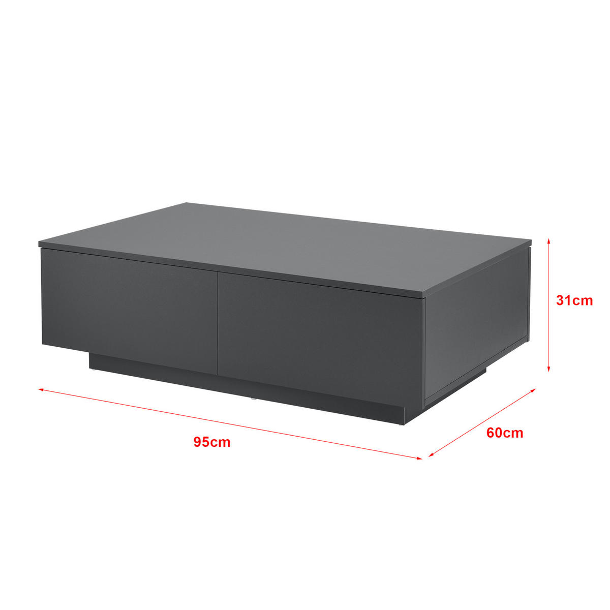 COUCHTISCH Kagiso 95/60/31 - Grau, Holzwerkstoff (60/95/31cm) - [en.casa]