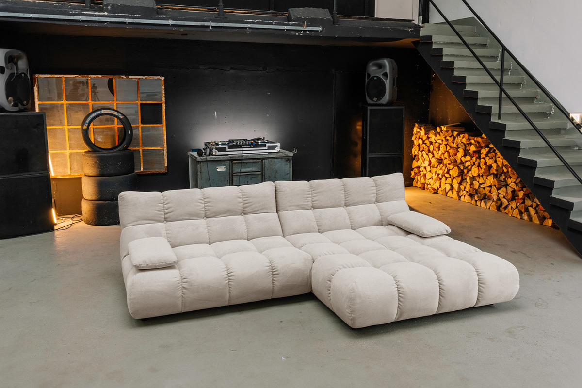 SITZGRUPPE VIVIEN 3ER SET Beige Cord - Beige, Kunststoff/Textil (359/85/510cm) - KAWOLA