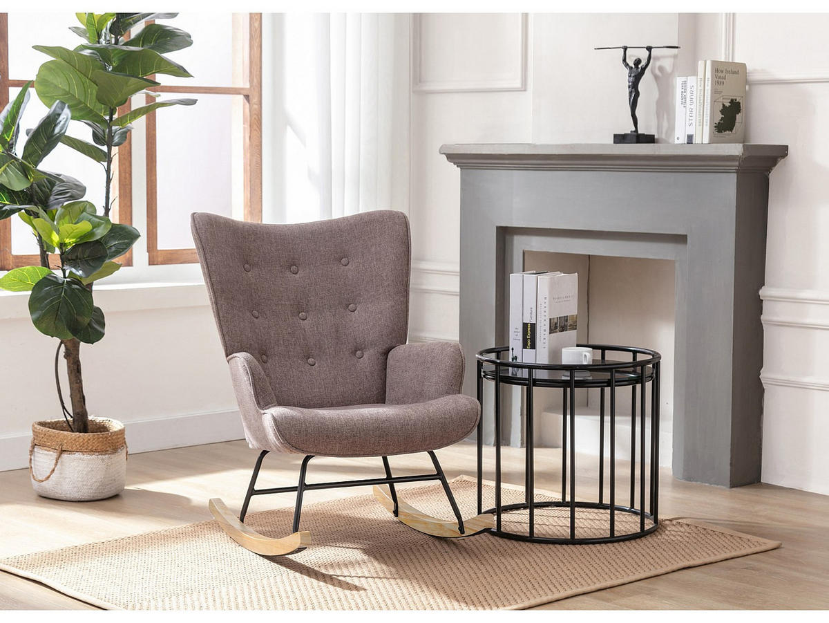 SCHAUKELSESSEL - melierter Stoff - Taupe - ELMINA II - Braun, Textil (86/91/68cm) - Vente-Unique