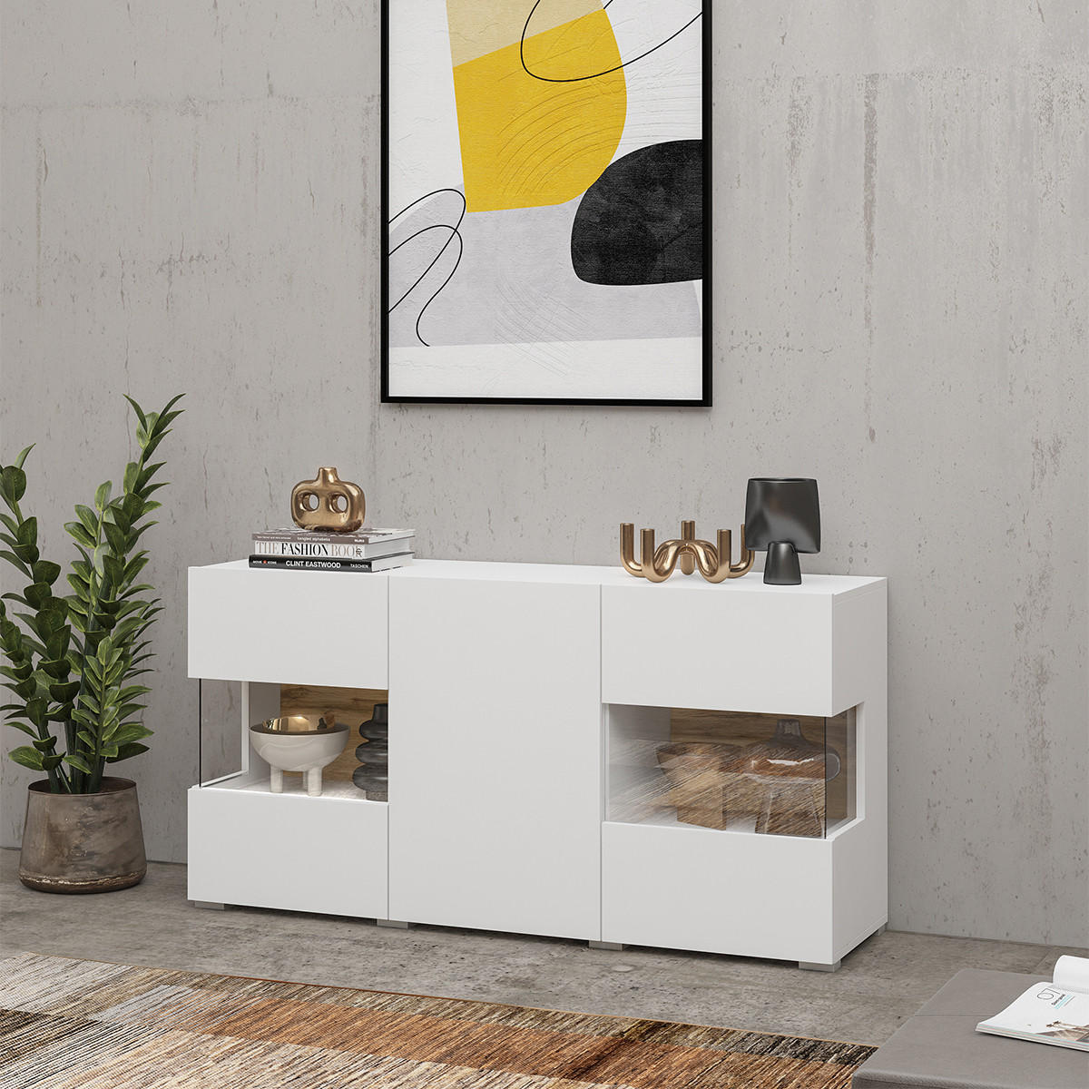 SIDEBOARD Glora Weiß - Weiß, Holzwerkstoff (120/62/35cm) - Petits-meubles