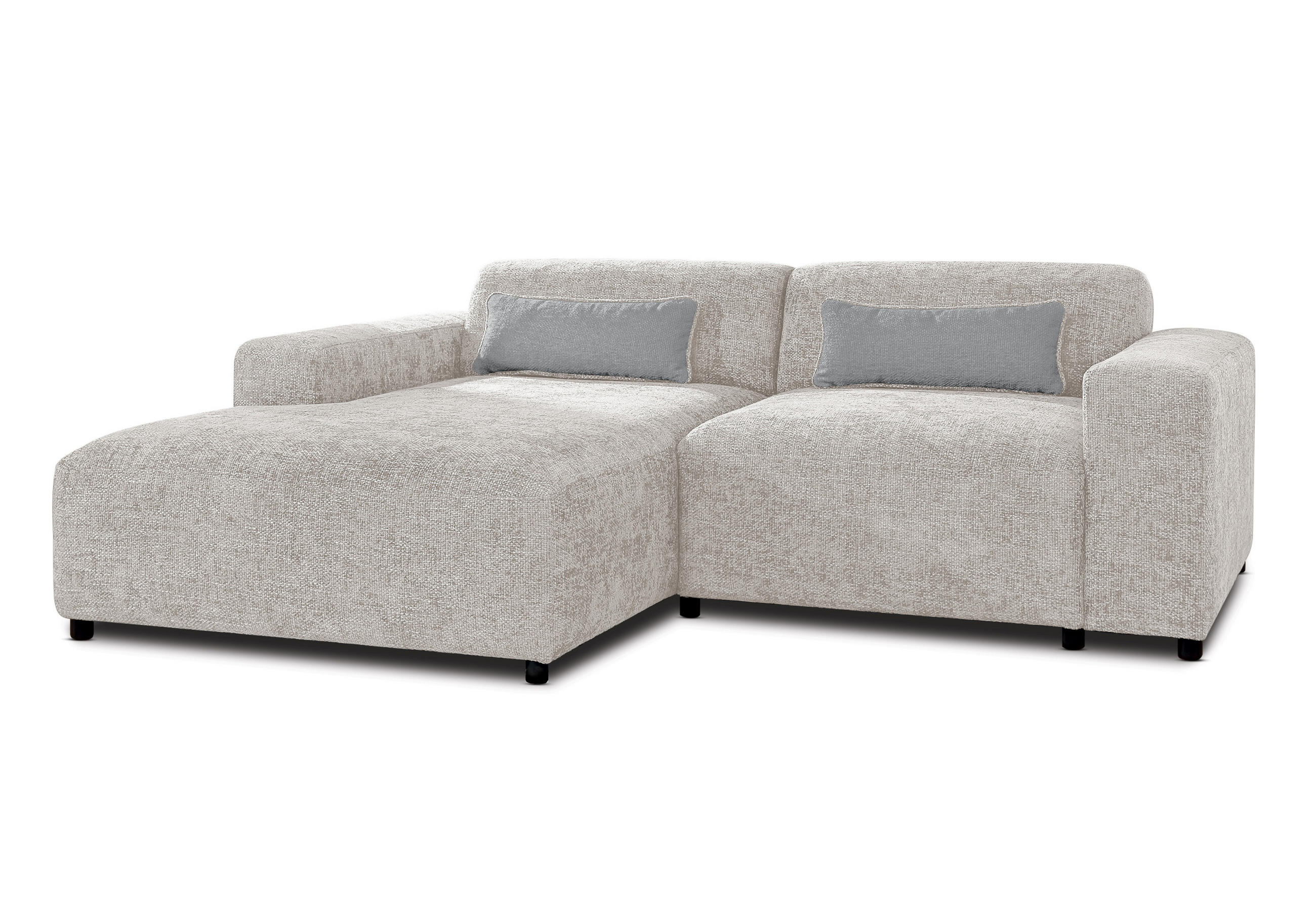 ECKSOFA L Form Jughlio Beige 240/165/75 cm Links mit Schlaffunktion - Beige/Schwarz, Kunststoff/Textil (165/240cm) - AX Living