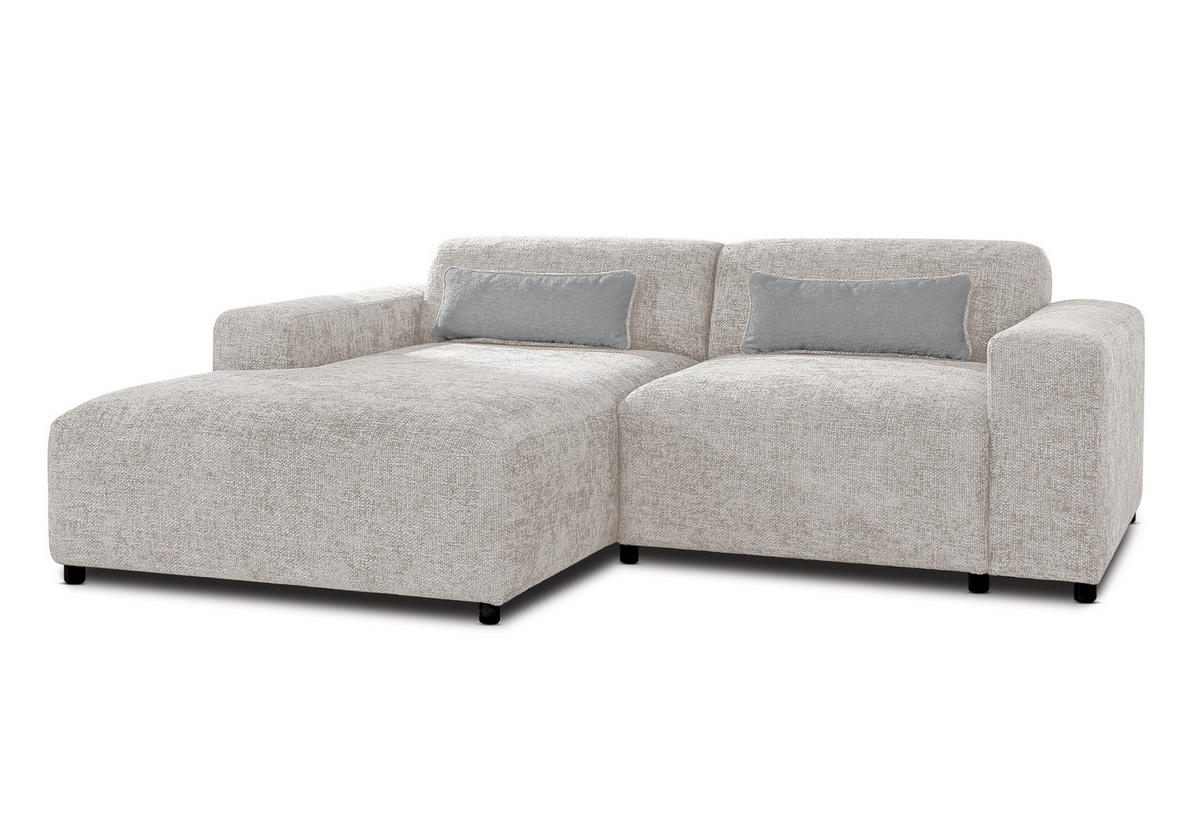 ECKSOFA L Form Jughlio Beige 240/165/75 cm Links mit Schlaffunktion - Beige/Schwarz, Kunststoff/Textil (165/240cm) - AX Living