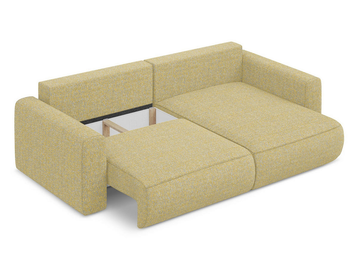 ECKSOFA mit Schlaffunktion Strukturstoff Stoff Gelb - Currygelb/Gelb, Kunststoff/Textil (240/149cm) - Makamii