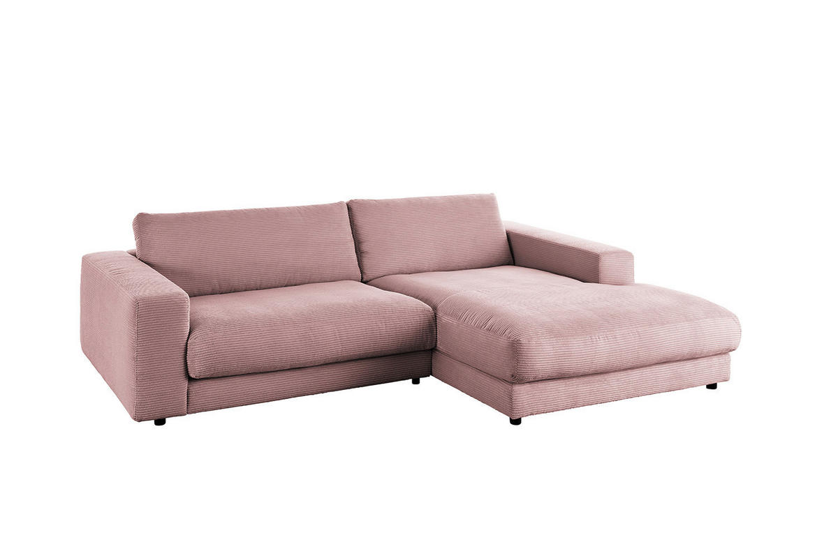 ECKSOFA MADELINE Pink Cord - Pink/Schwarz, Kunststoff/Textil (270/190cm) - KAWOLA