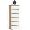 KOMMODE Sonoma Eiche, Weiß 40x35x109 cm - Weiß/Sonoma Eiche, Holzwerkstoff (40/109/35cm) - Akord