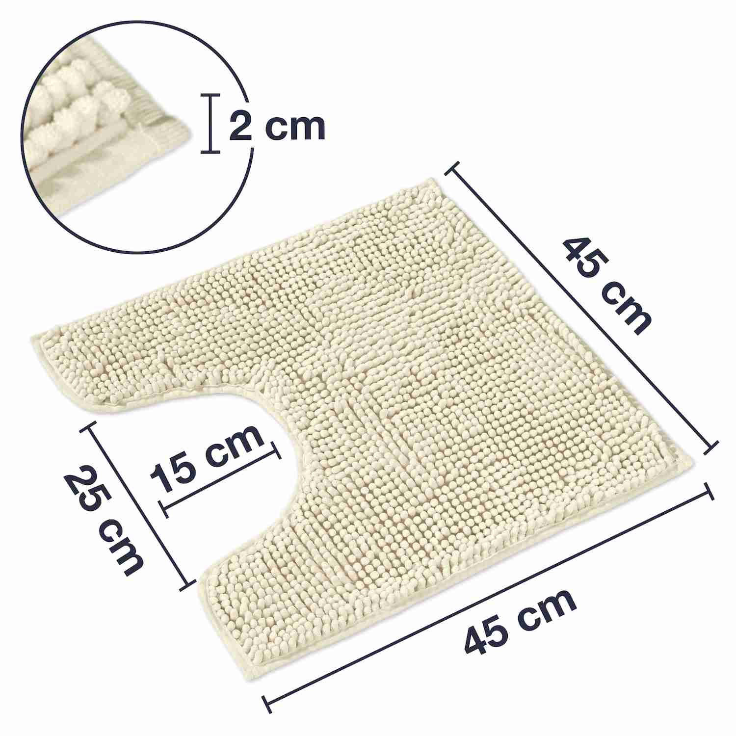 BADEMATTE MIT WC AUSCHNITT PARIS - Creme, Textil (45/45cm) - WohnDirect