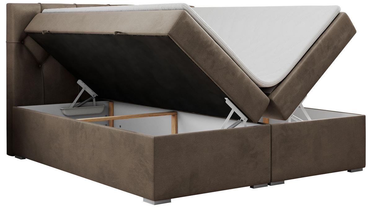 BOXBETT ALDA 120/200 Braun Velvet - H3 - Braun, Holz/Textil (120/200cm) - MKS