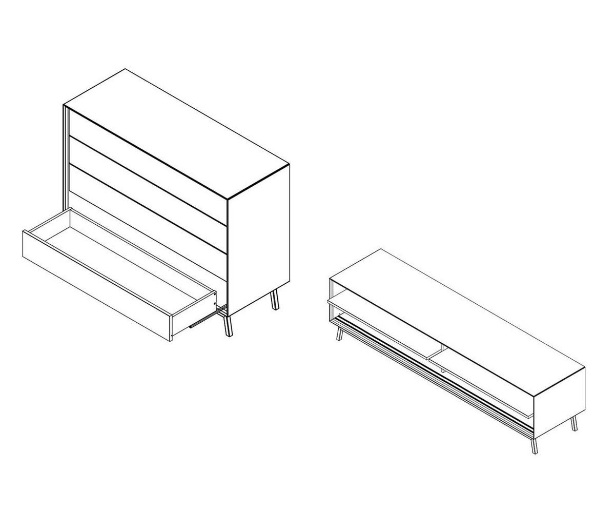 WOHNWAND 2er-Set Modern Loft Eiche Natur 321 / 50 / 90cm - Eichefarben/Schwarz, Holz/Metall (321/90/50cm) - Feldmann-Wohnen