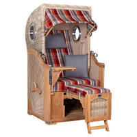 STRANDKORB Düne 1-Sitzer Teak 584 - Rot/Braun, Holz/Textil (98/165/80cm) - Mr. Deko