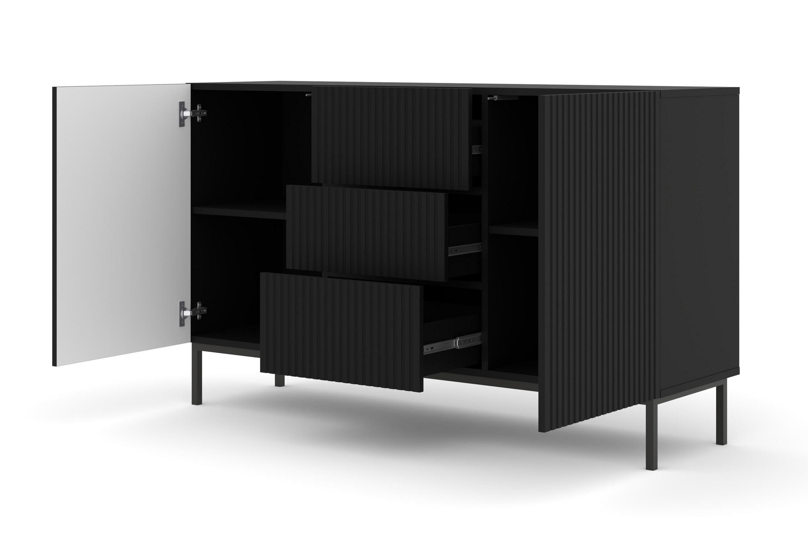 SIDEBOARD SCHWARZ - Schwarz, Holzwerkstoff (150/89/42cm) - FURNLUX