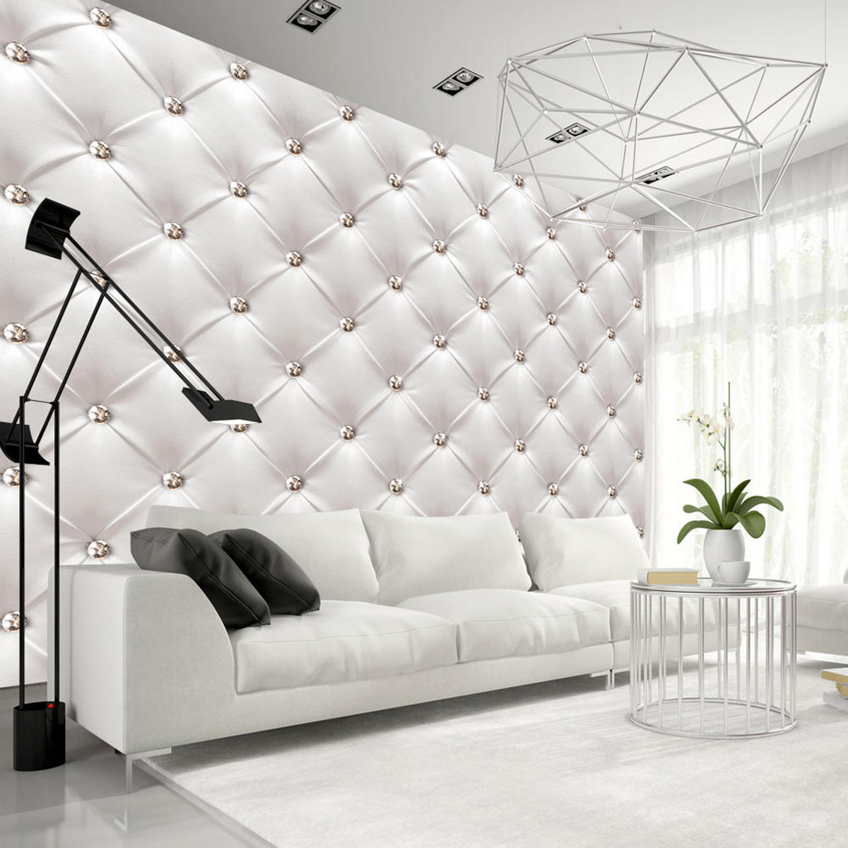 SELBSTKLEBENDE FOTOTAPETE 98/70 cm - Silberfarben/Weiß, Textil (98/1cm) - KUNSTLOFT