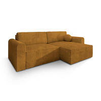 ECKSOFA FIANO P Gelb Kordstoff mit Schlaffunktion - Gelb, Holz (245/148cm) - MASSENO