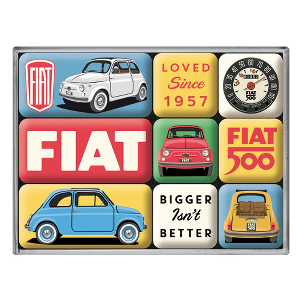 MAGNETSET 9-teilig Fiat Fiat 500 Loved Since 1957 - Multicolor, Metall (9/7/2cm) - Nostalgic-Art