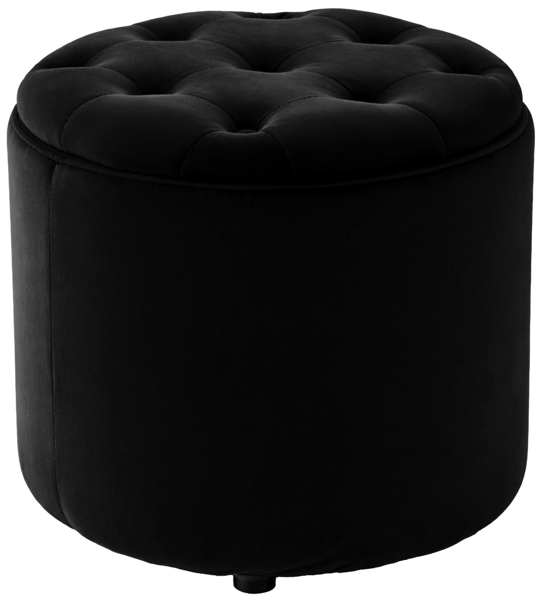 SITZWÜRFEL Samt Schwarz - Schwarz, Kunststoff/Textil (44/42/44cm) - CLP