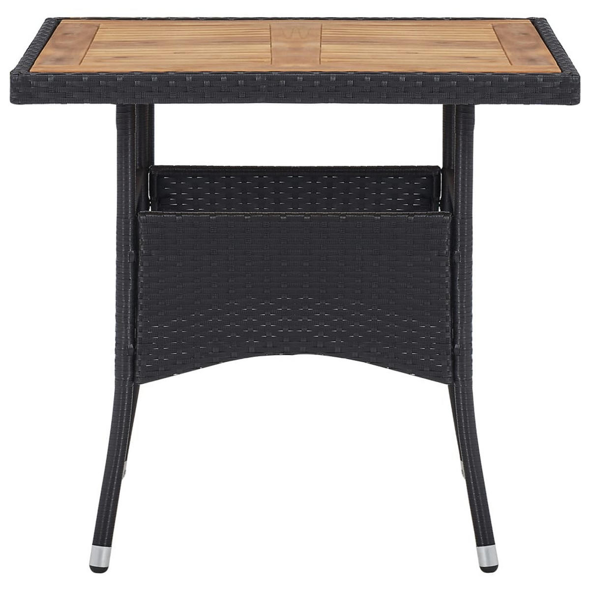 GARTEN-ESSGRUPPE 5Er Set Poly Rattan Und Akazienholz Schwarz - Schwarz, Kunststoff - vidaXL