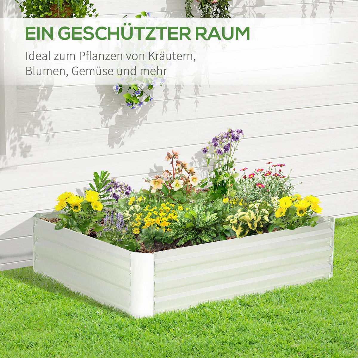 HOCHBEET, Silberfarben - Silberfarben, Metall (90/30/120cm) - Outsunny
