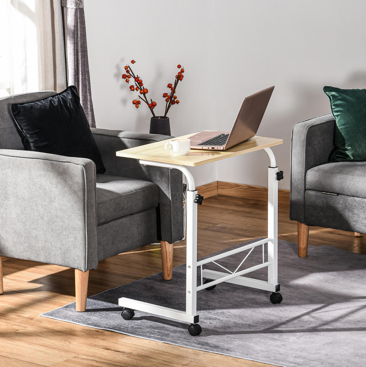 BEISTELLTISCH 60/68-78/40 cm aus Stahl höhenverstellbar - Ahornfarben, Metall (60/40/78cm) - OKMYHOME