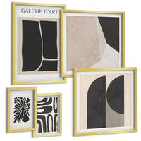 BILDER SET 5er Set - 50x50 cm & 20x30 cm & 40x60 cm Goldrahmen - Abstrakte minimalistische Poster - Goldfarben, Kunststoff (40/60cm) - TULUP