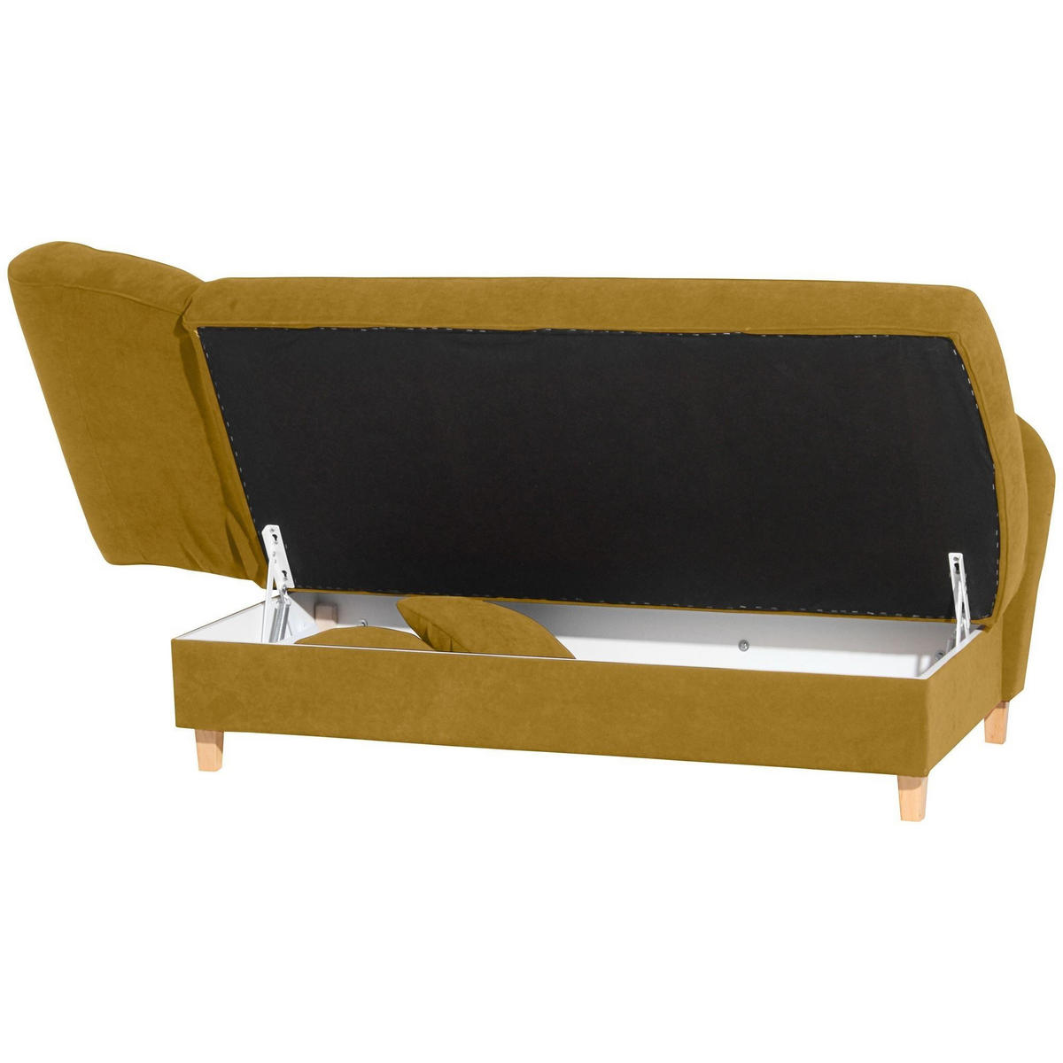 RECAMIERE mit Armteil links klappbar Katia Bezug Veloursstoff Buche natur / mais - Gelb, Kunststoff (190/82/88cm) - 58aufmkessel