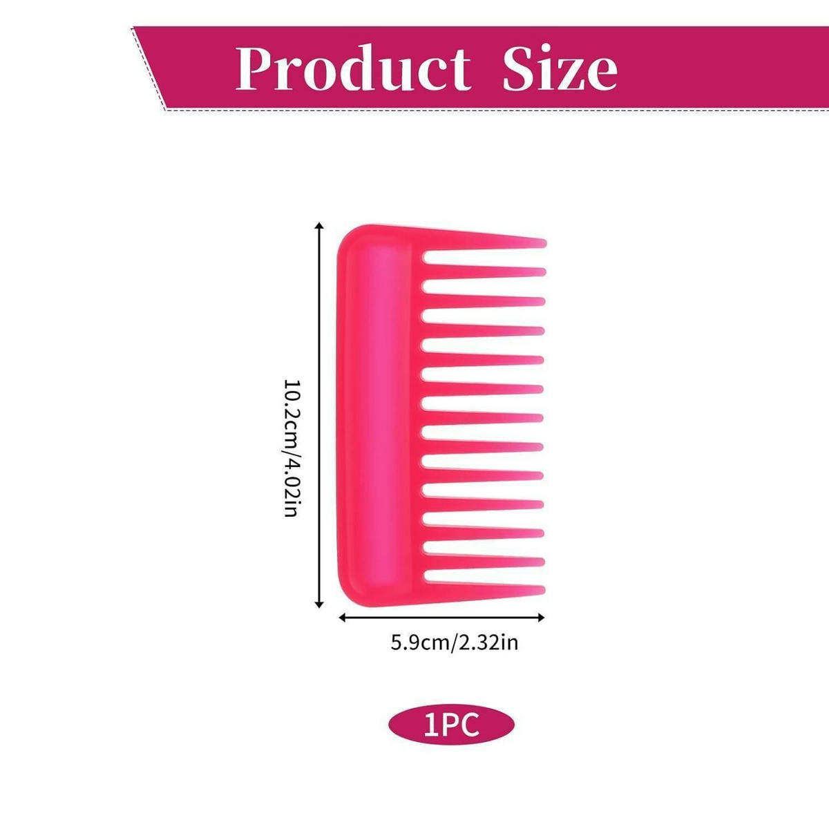 KAMM mit breiten Zähnen 10,2 cm Pink - Pink, Kunststoff (7/1/15cm)