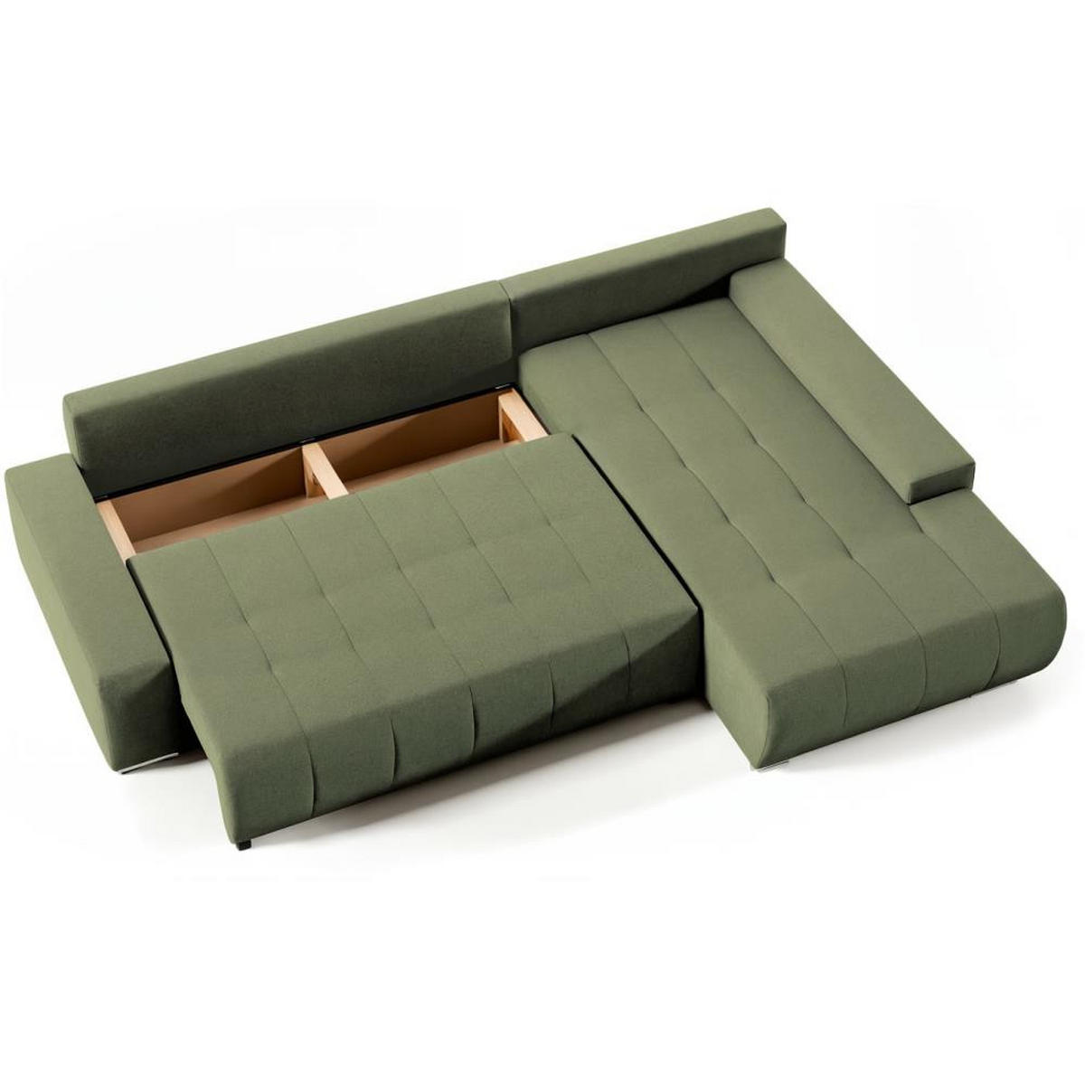 ECKSOFA Draco L grün rechts - Chromfarben/Grün, Textil/Metall (267/186cm) - Beautysofa