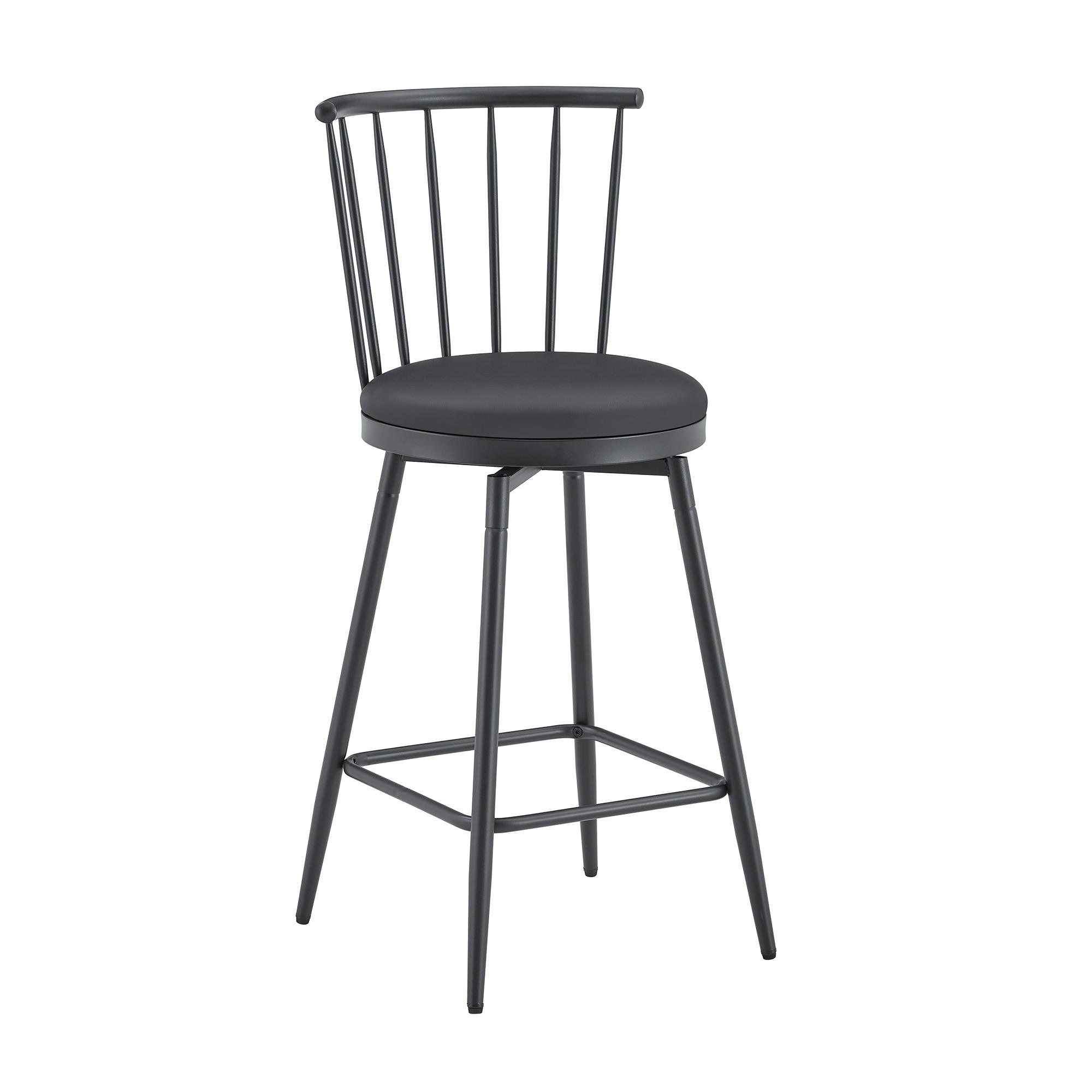 BARHOCKER DE-36667 2er Set mit PU-Bezug und Metallgestell Schwarz - Schwarz, Metall (39/96/39cm) - ComfortXL