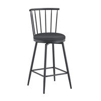 BARHOCKER DE-36667 2er Set mit PU-Bezug und Metallgestell Schwarz - Schwarz, Metall (39/96/39cm) - ComfortXL