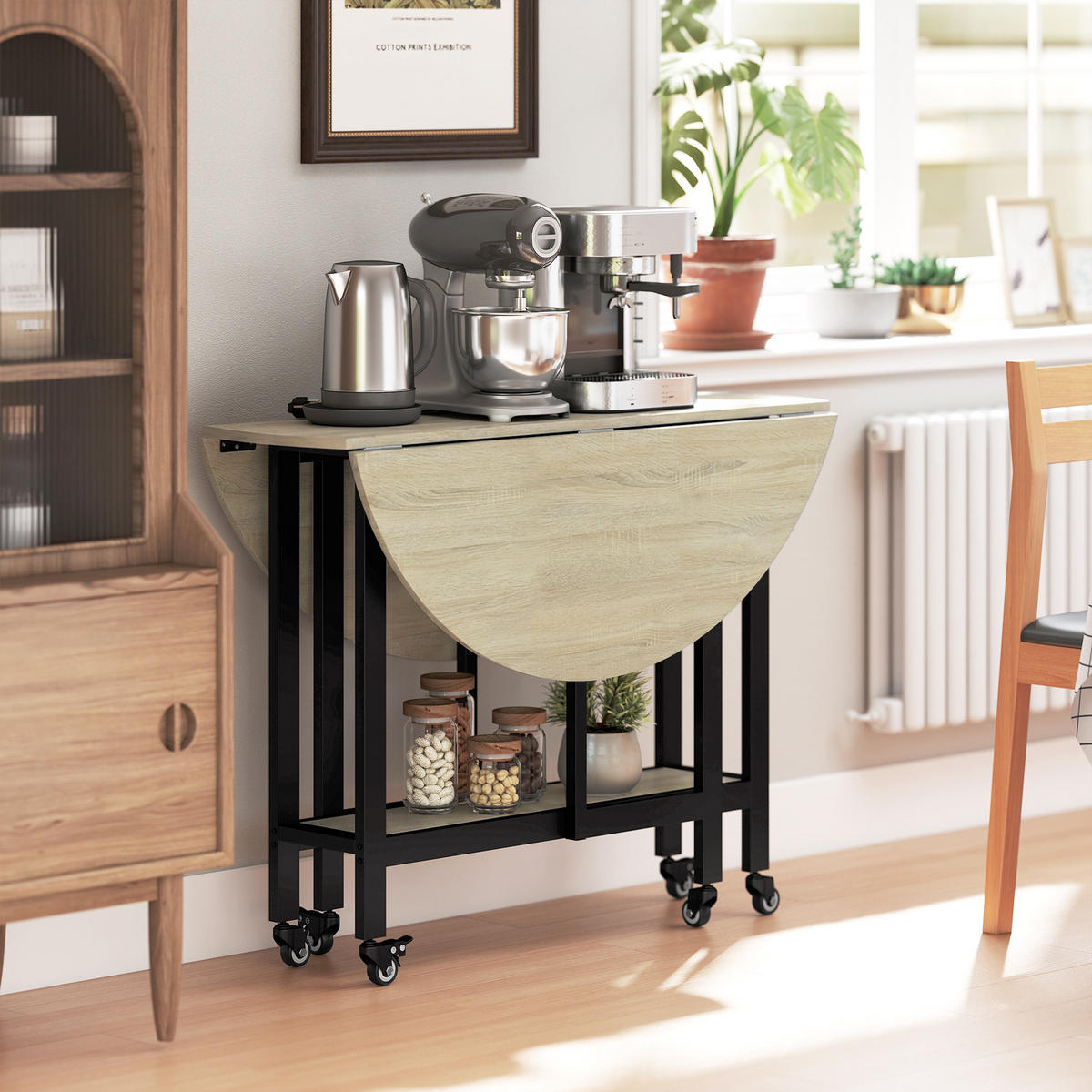 KLAPPTISCH Spanplatte Stahl Naturholz - Naturfarben, Holzwerkstoff (100/100/75cm) - HOMCOM