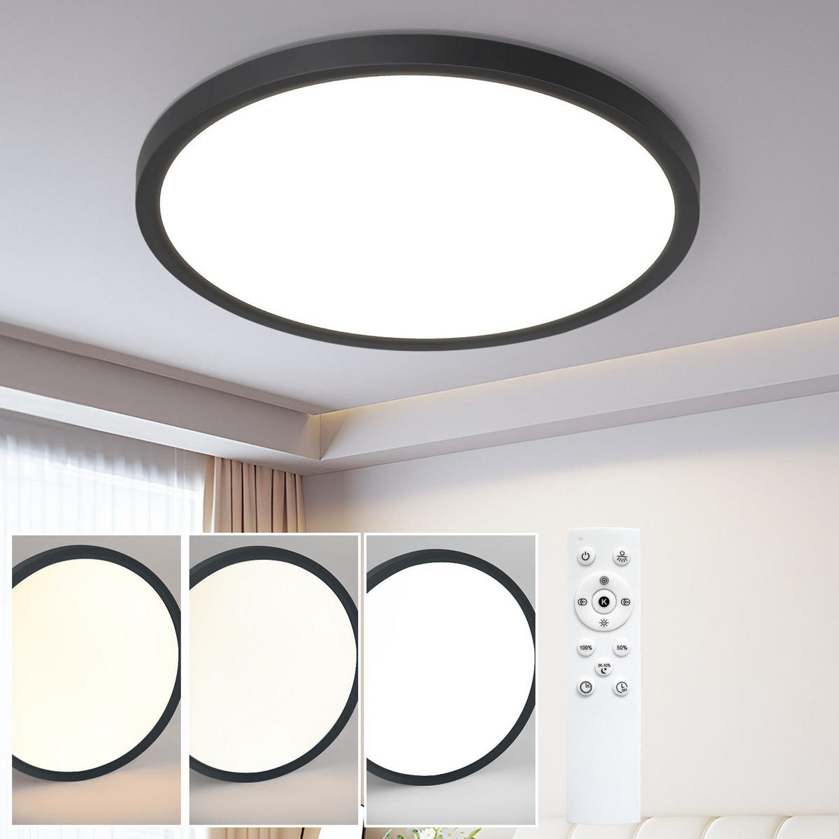 LED-DECKENLEUCHTE Maksymchuk 30/30/2.6 cm - Schwarz, Kunststoff (30/30/2.6cm) - Nettlife
