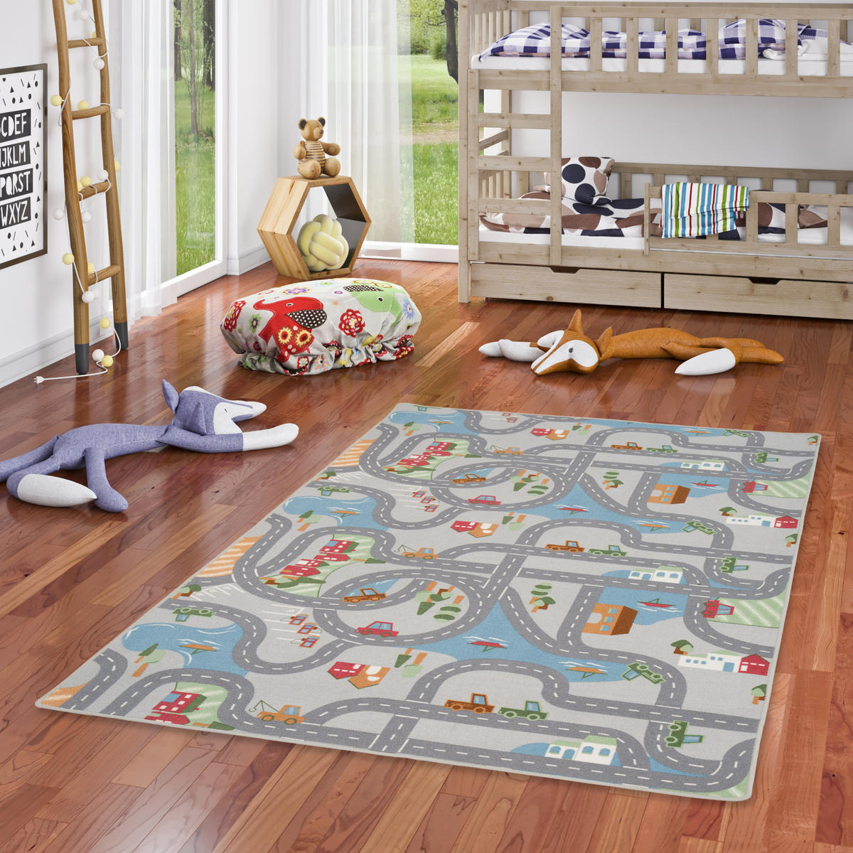 KINDER SPIEL STRASSENTEPPICH FUN TOWN - Grau, Textil (140/200cm) - Snapstyle