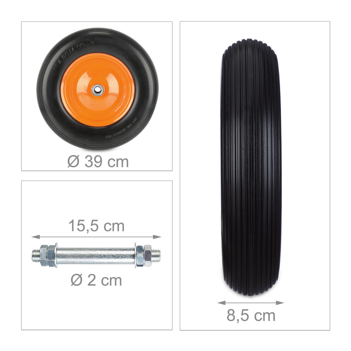 SCHUBKARRENRAD - Multicolor, Kunststoff/Metall (39/39/8.5cm) - Relaxdays