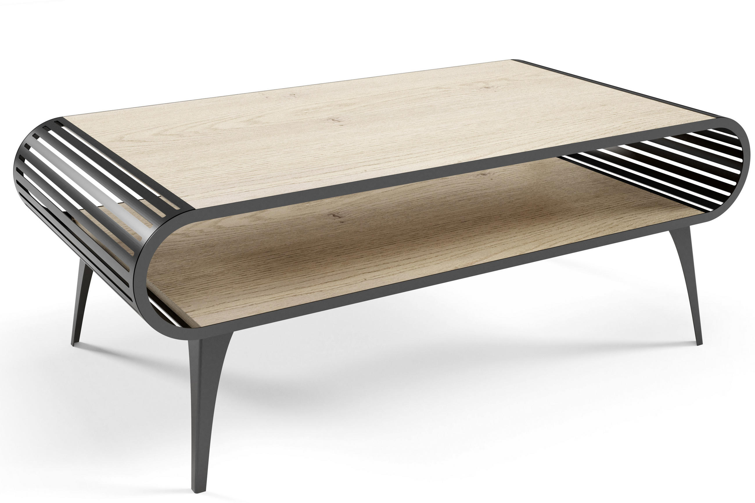 COUCHTISCH Stilo Halifax Eiche - Hellbraun/Schwarz, Holz/Metall (60/120/44cm) - S-Style Möbel