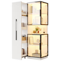 VITRINE LED Glasvitrine Ausziehregal Doppelglas 160cm - Weiß, Glas (70/160/38cm) - FLIEKS